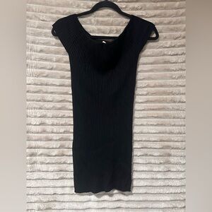 Ribbed Black Bodycon Tank Dress